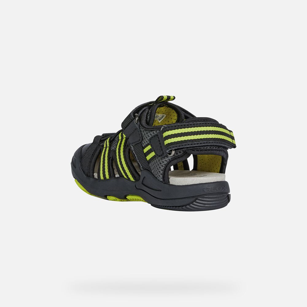 Geox Sandals Black/Green Kyle - Geox Boys Shoes - YDHURB293